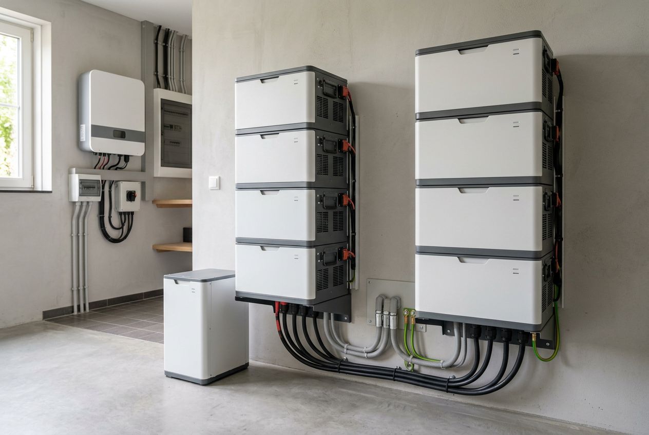 Accu's parallel schakelen bij een thuisbatterij: modules stapelen en torens koppelen