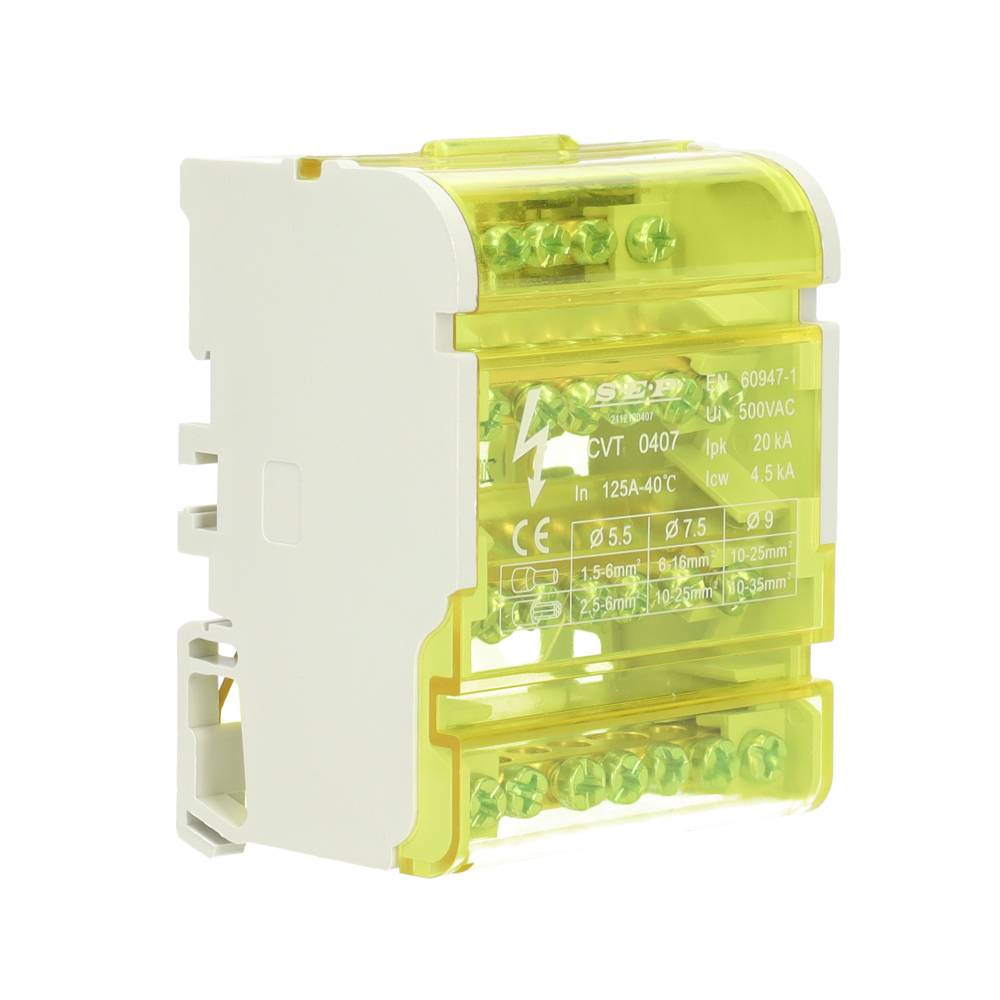 EMAT aansluitblok 4-polig 125A 7 aansluitingen