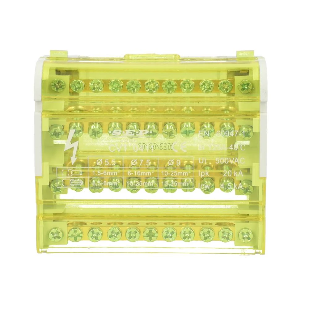 EMAT aansluitblok 4-polig 125A 11 aansluitingen