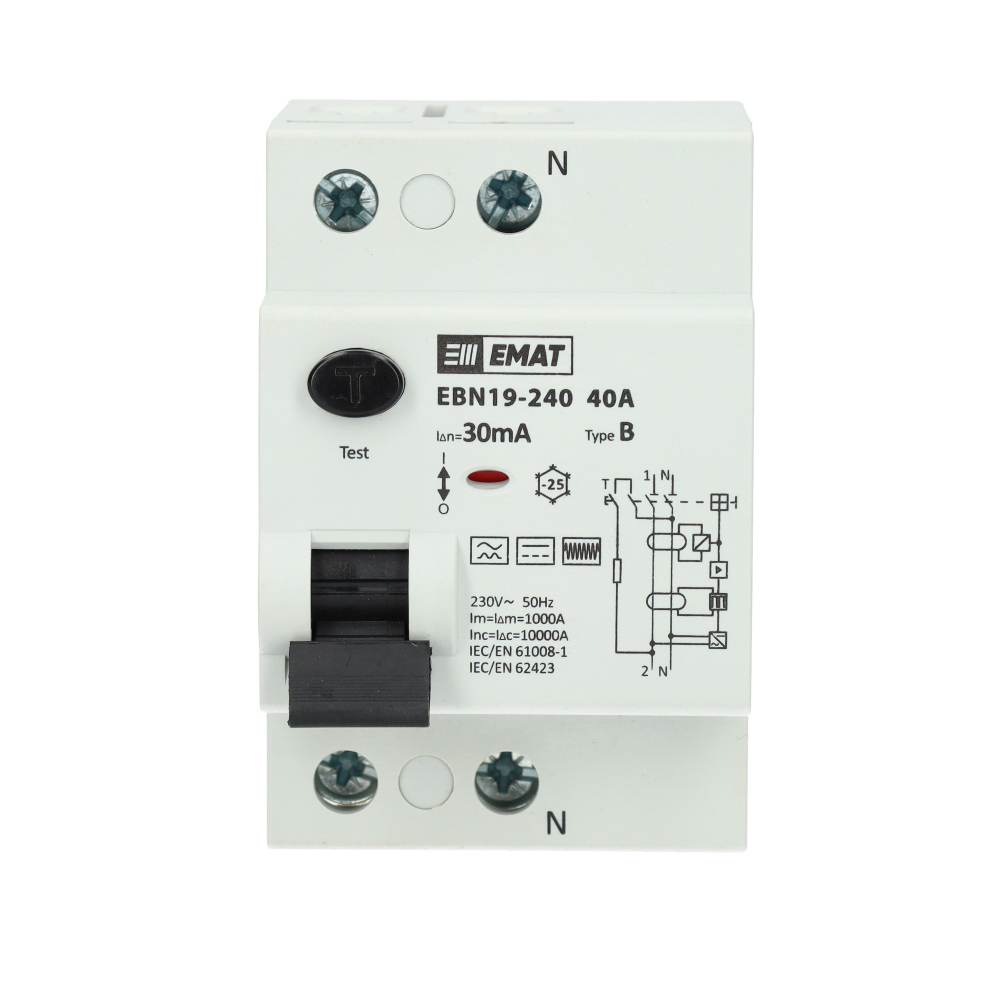 EMAT aardlekschakelaar 2-polig 40A 30mA type B