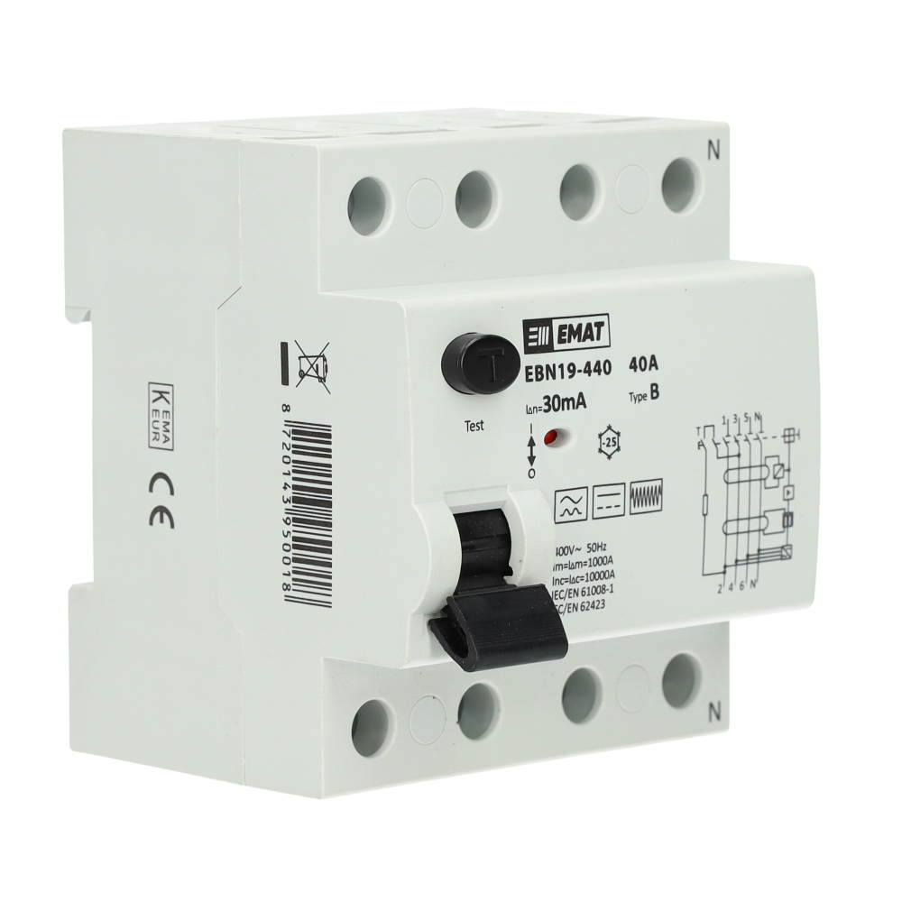 EMAT aardlekschakelaar 4-polig 40A 30mA type B
