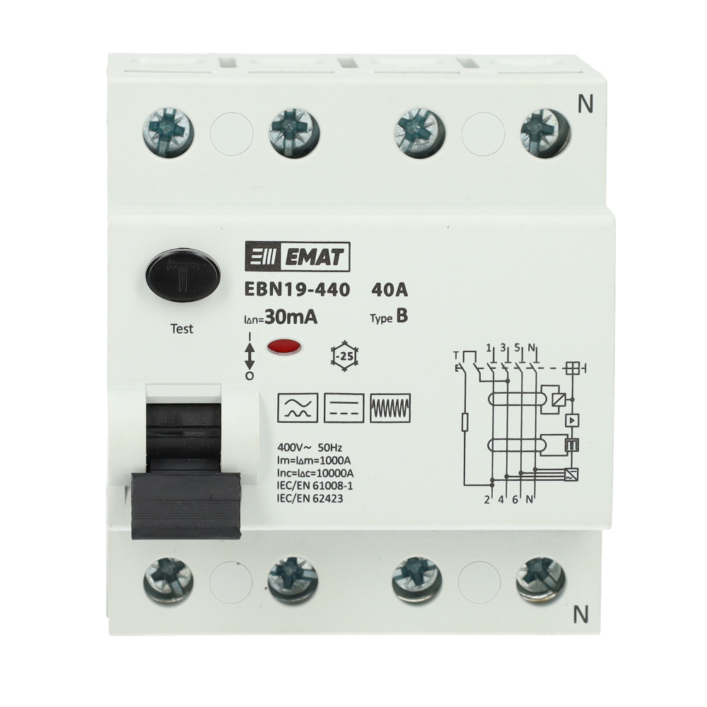 EMAT aardlekschakelaar 4-polig 40A 30mA type B