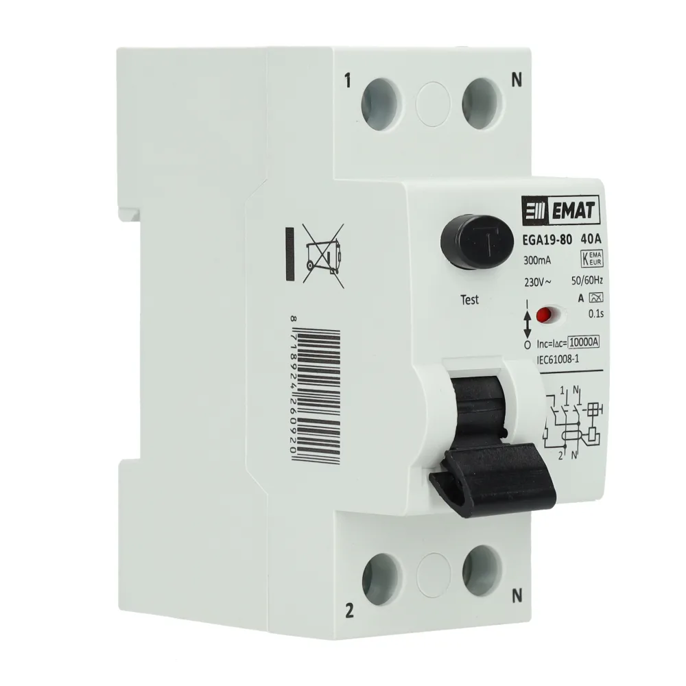 EMAT aardlekschakelaar 2-polig 40A 300mA type A