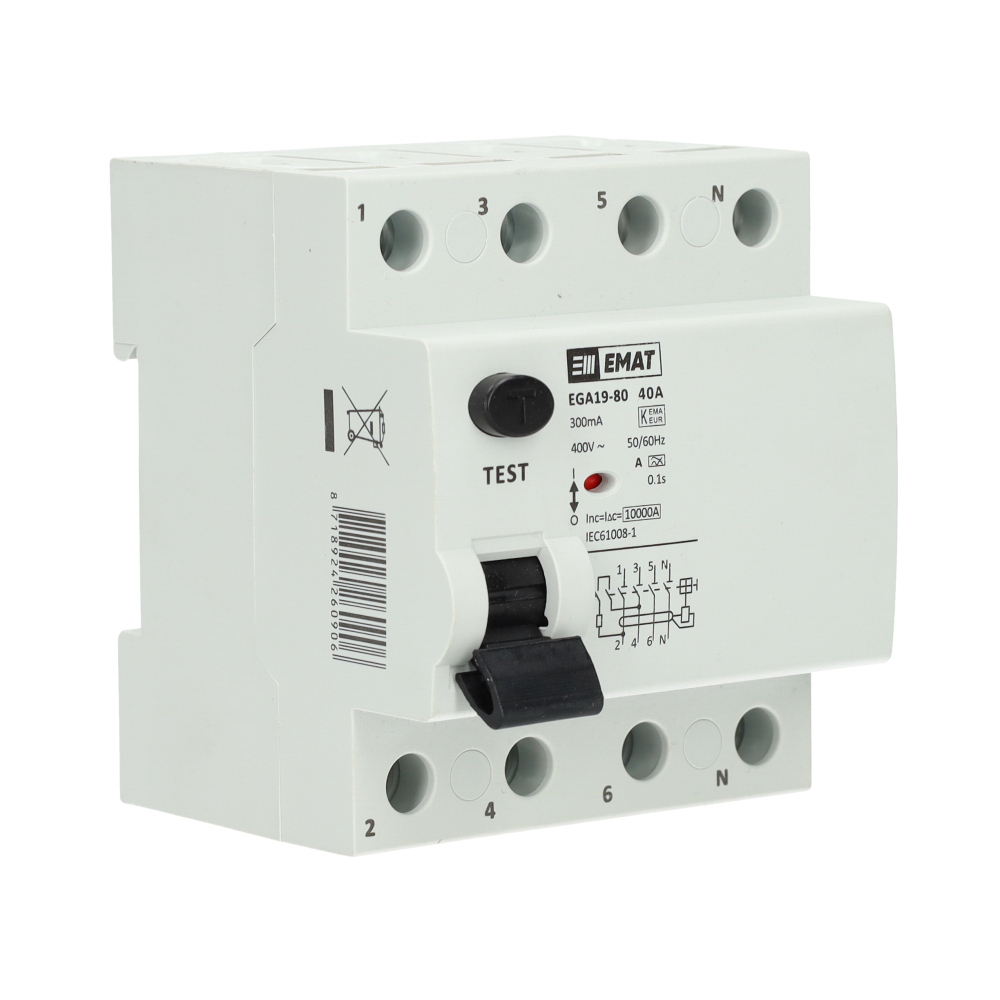 EMAT aardlekschakelaar 4-polig 40A 300mA type A