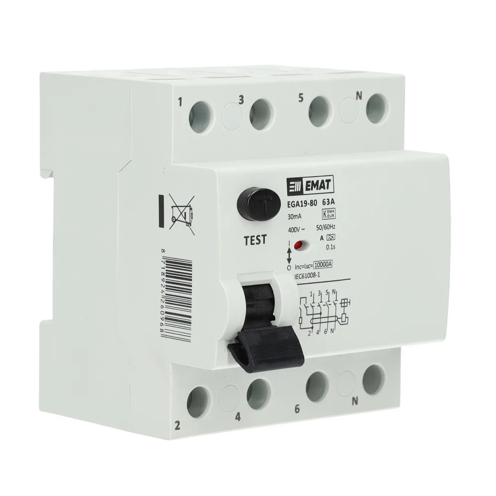 EMAT aardlekschakelaar 63A 30mA type A 3-fase (4P)