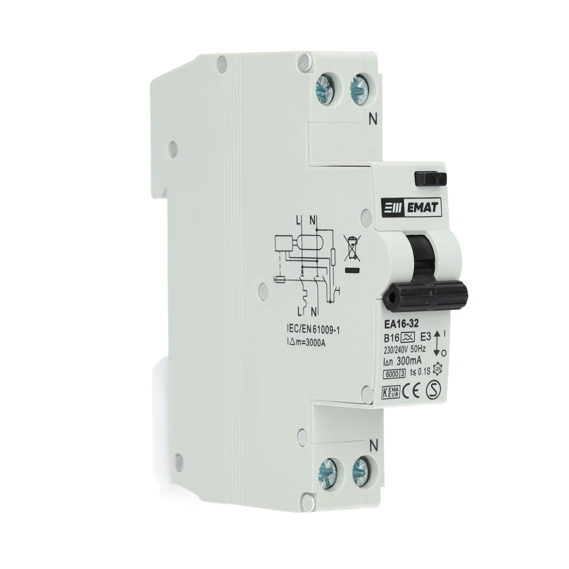 EMAT aardlekautomaat B16 300mA 1-fase (1P+N) 6kA