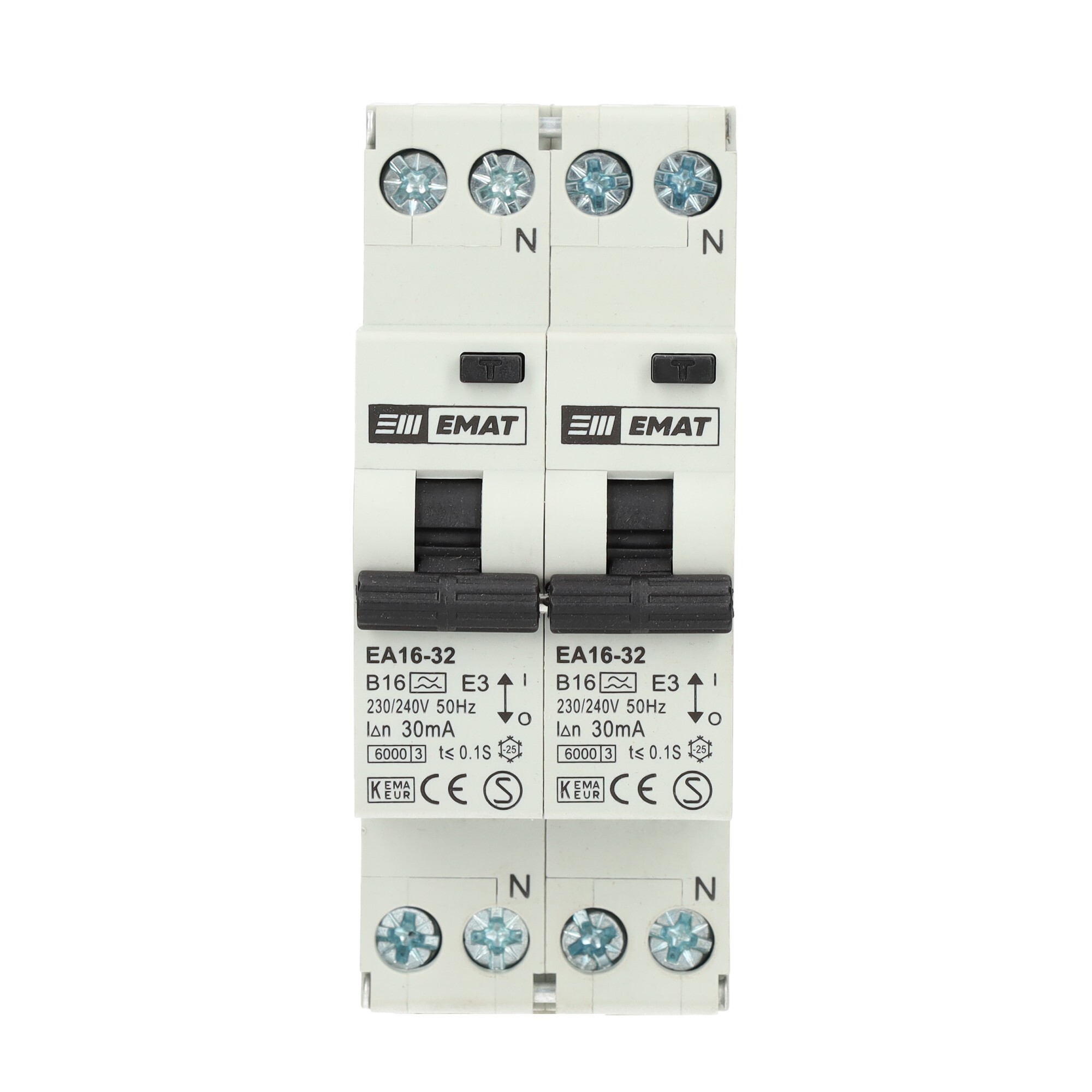 EMAT fornuisgroep aardlekaut. 2-polig+2 nul 16A B-kar 30mA