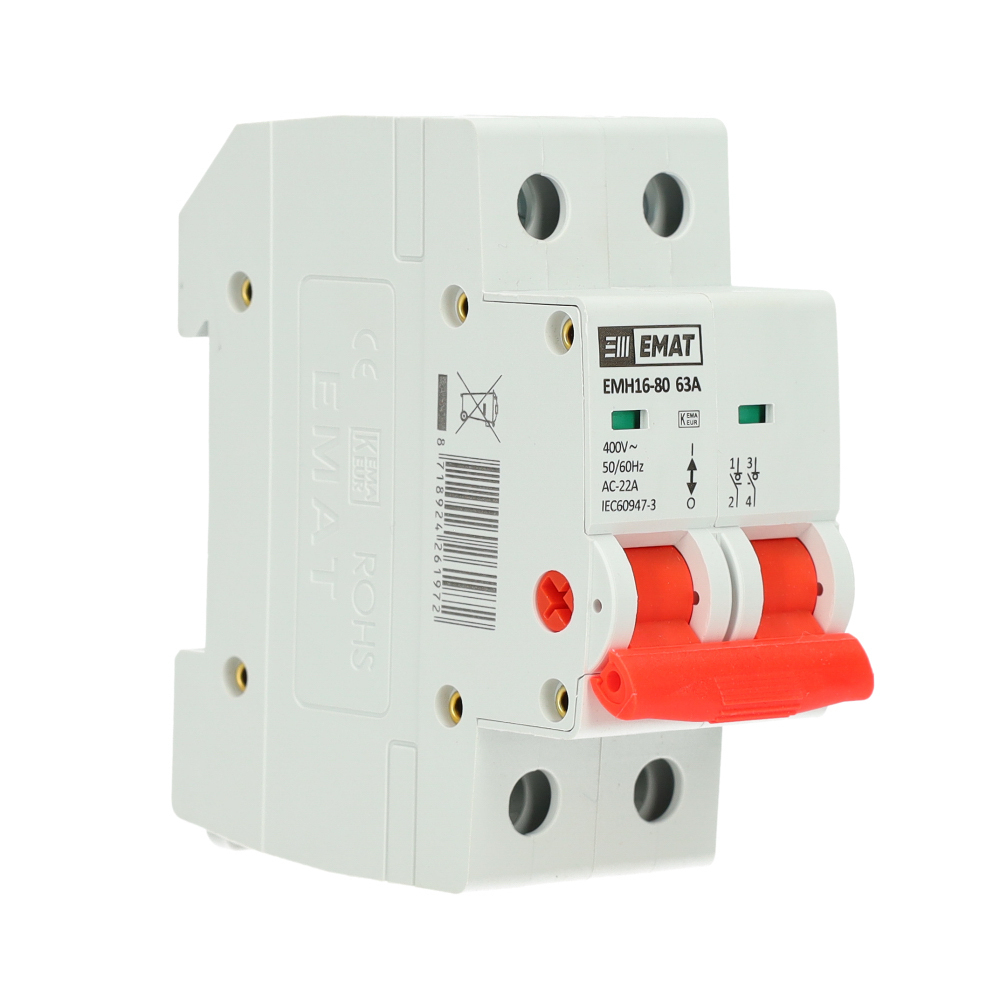 EMAT hoofdschakelaar 63A 1-fase (2P)