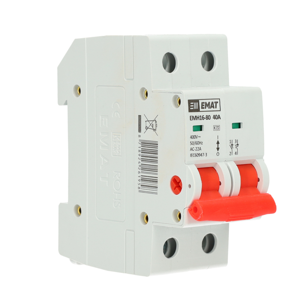 EMAT hoofdschakelaar 40A 1-fase (2P)