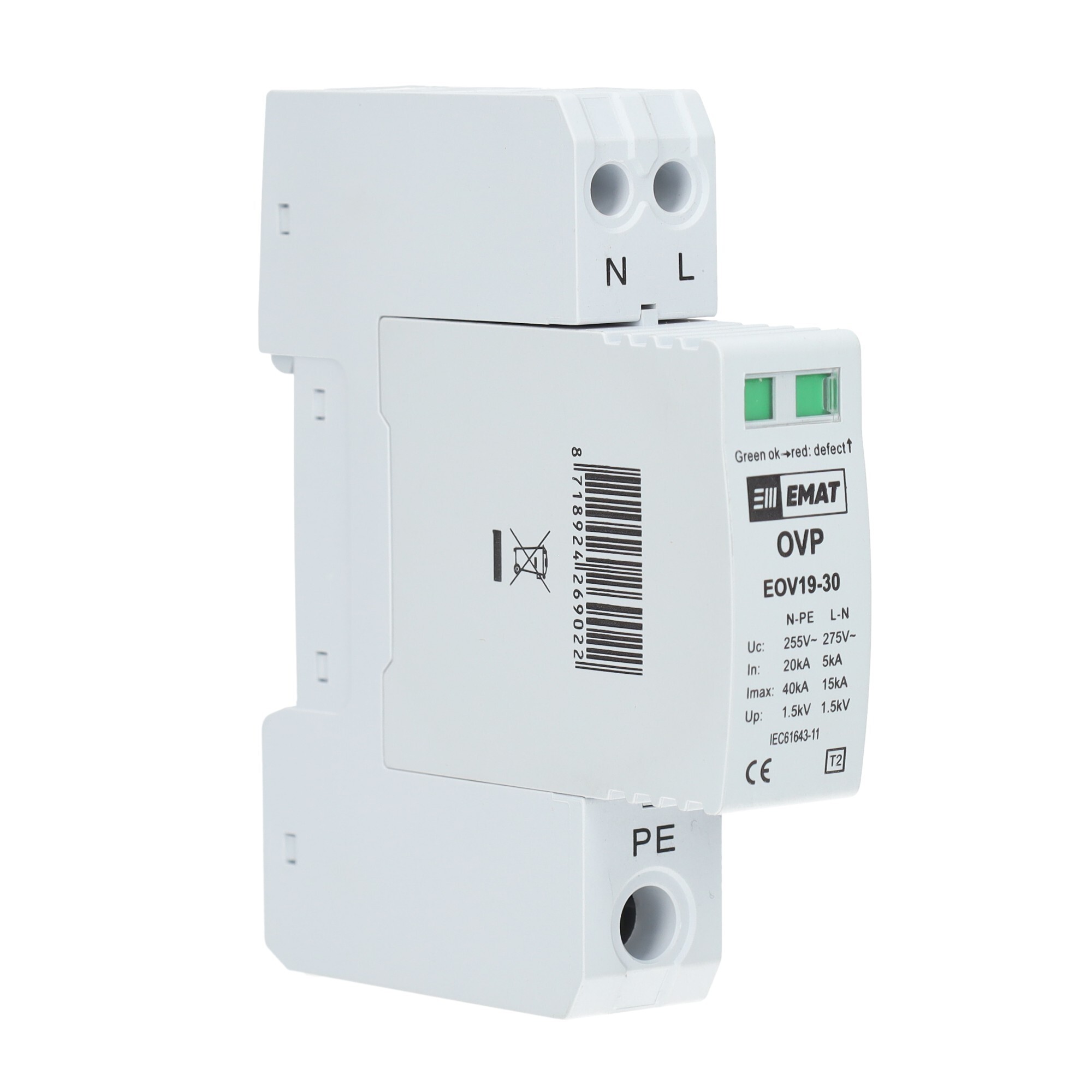 EMAT overspanningsbeveiliging 275V 1-fase (1P+N)