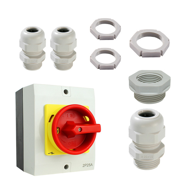 EMAT werkschakelaar 2-polig 25A rood met wartels en moeren