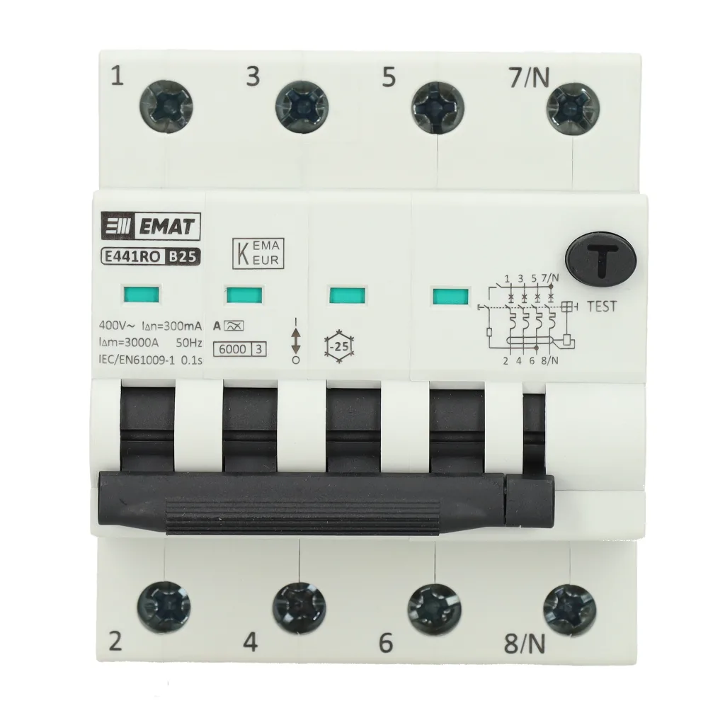 EMAT aardlekautomaat 4-polig 25A B-kar 300mA