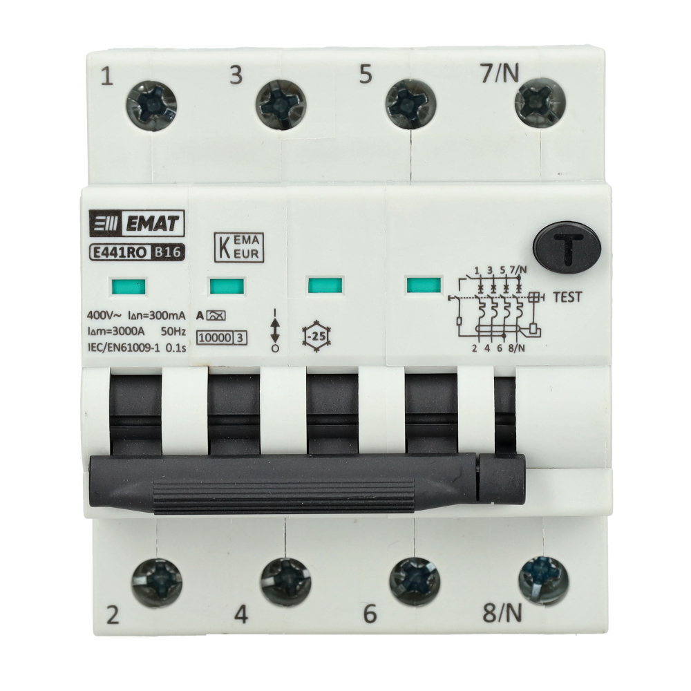 EMAT aardlekautomaat 4-polig 16A B-kar 300mA