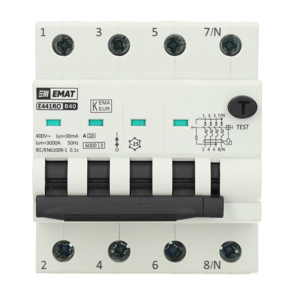 EMAT aardlekautomaat 4-polig 40A B-kar 30mA