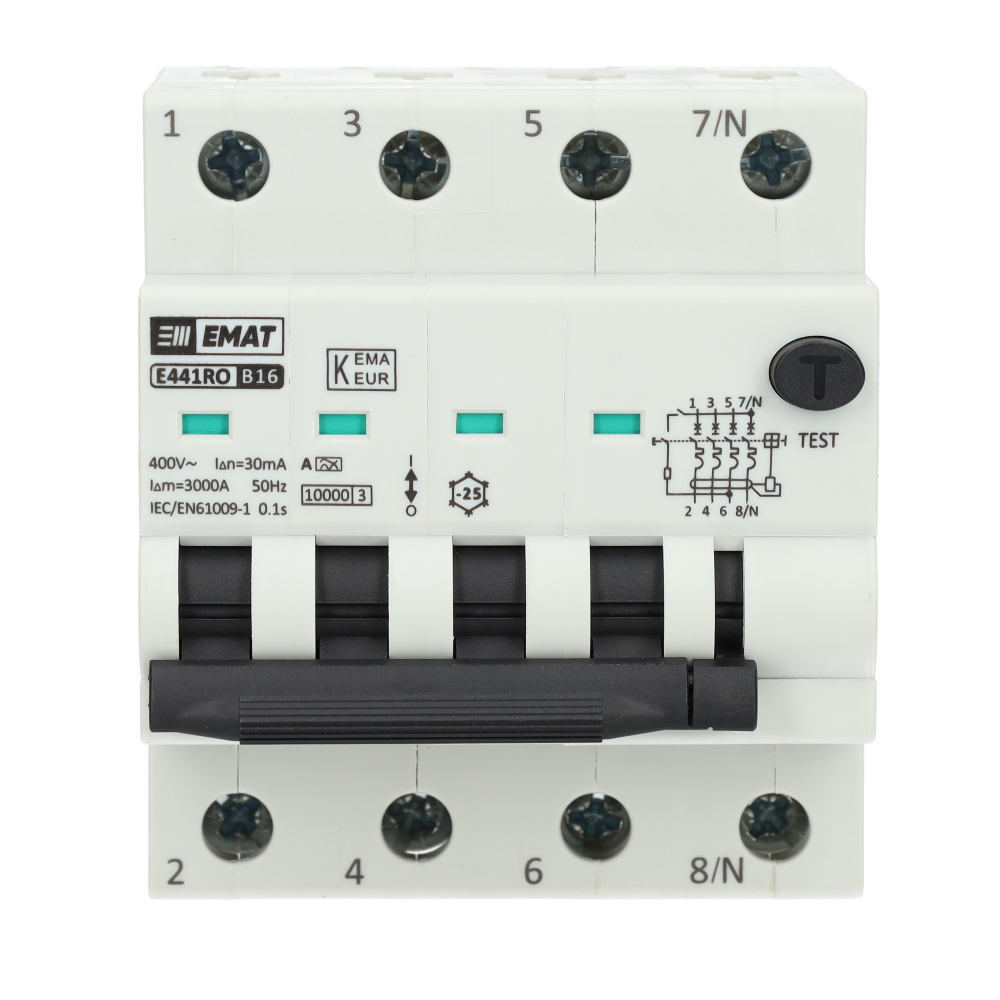 EMAT aardlekautomaat B16 30mA 3-fase (4P) 10kA